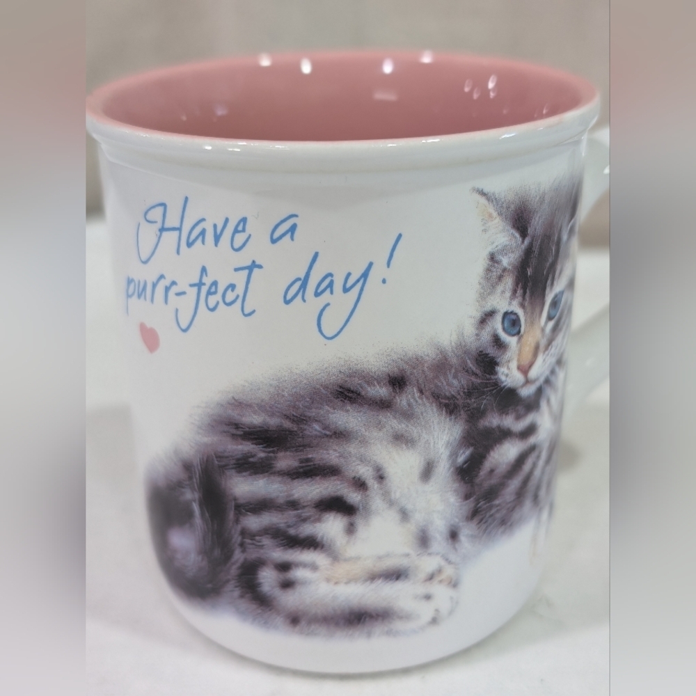 Vintage 1980's American Greetings Mug Tabby Cat Purr-fect Hearts Valentine's Day